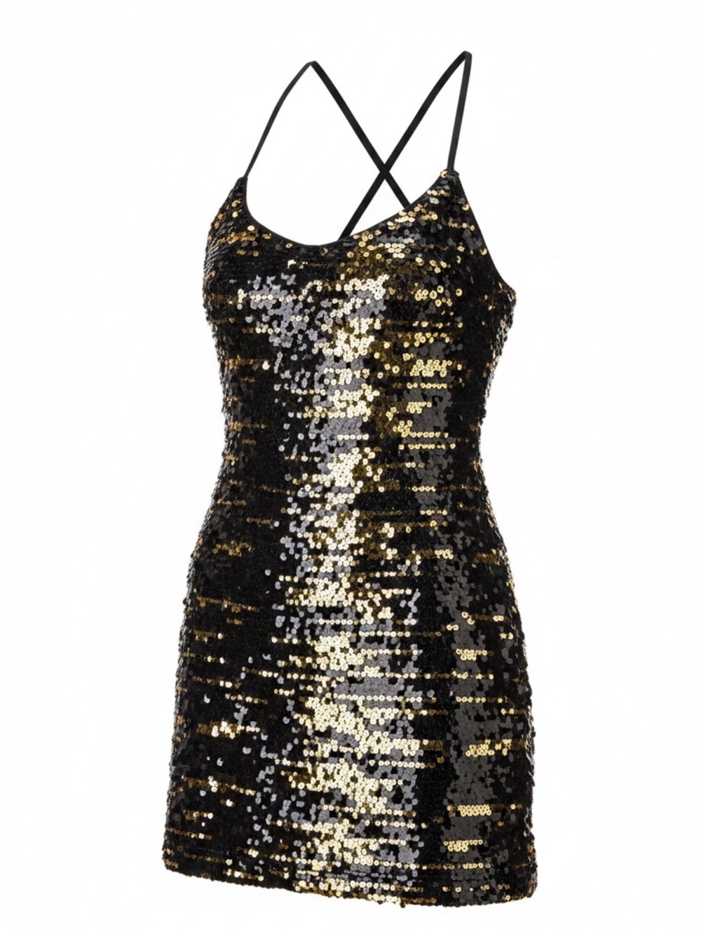 Sequin Mini Dress with Gold & Black Shine